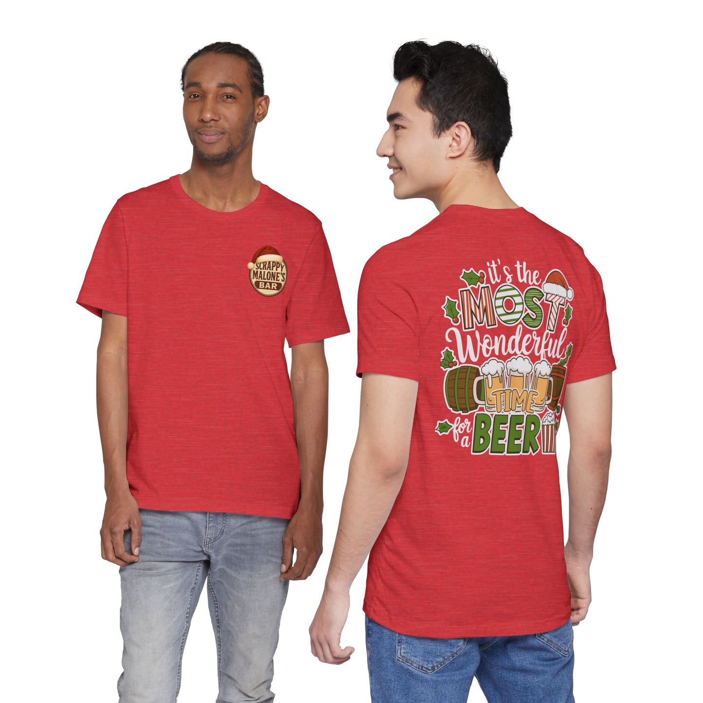 Scrappy Malone's Bar Christmas Tee — "It's the Most Wonderful Time for a Beer"
