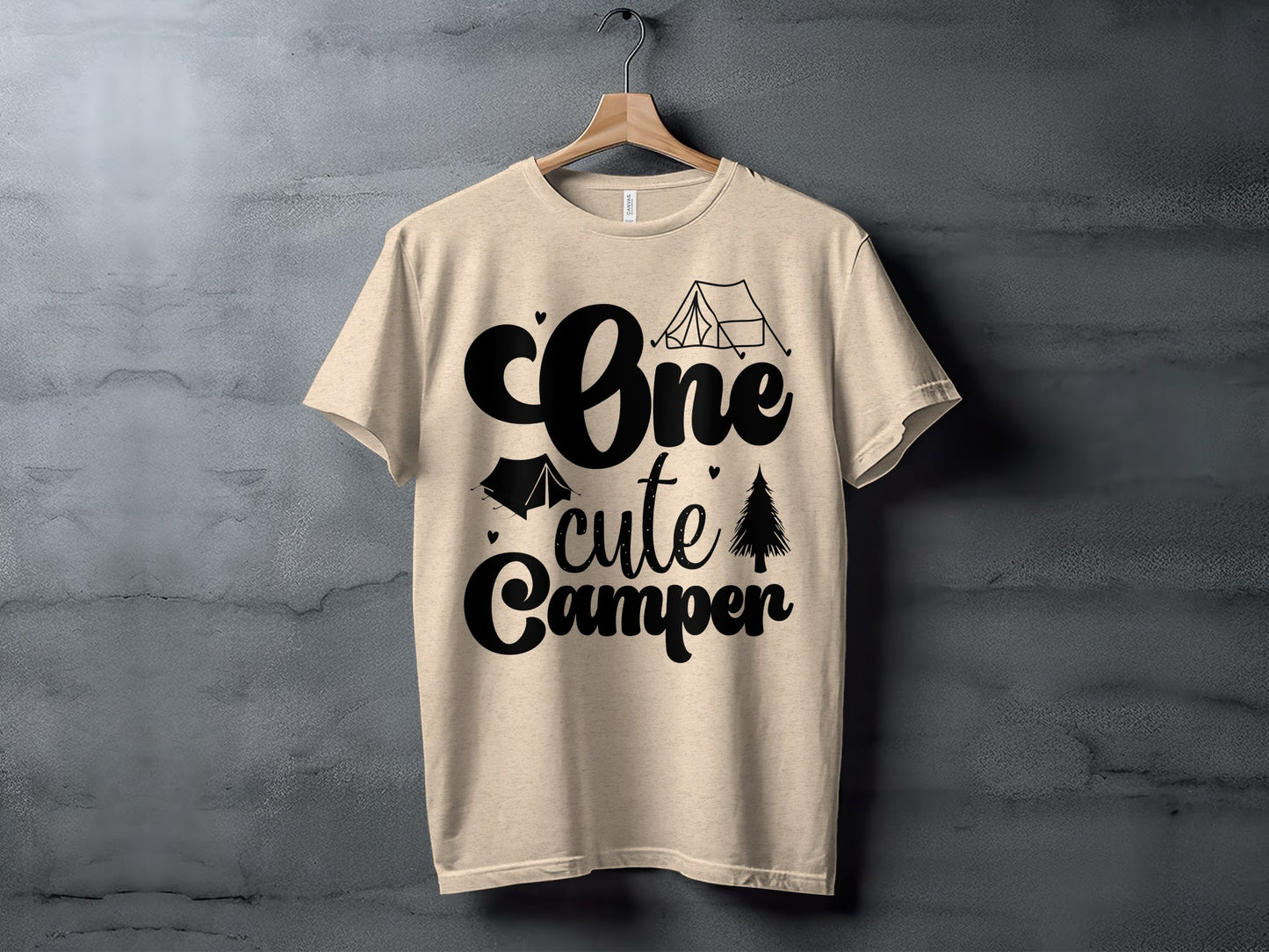 One Cute Camper Tent and Pine Tree Camping Design T-Shirt T-Shirt - Outdoor & Adventure Collection - Mile Marker 16 Gear by Cloud 16 Clothing Co.