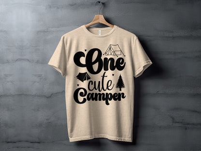 One Cute Camper Tent and Pine Tree Camping Design T-Shirt T-Shirt - Outdoor & Adventure Collection - Mile Marker 16 Gear by Cloud 16 Clothing Co.