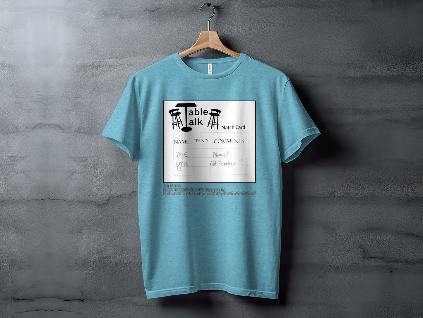Table Talk Match Card Graphic Design T-shirt
