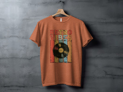 Retro Vibes Vinyl Record Graphic Design T-Shirt