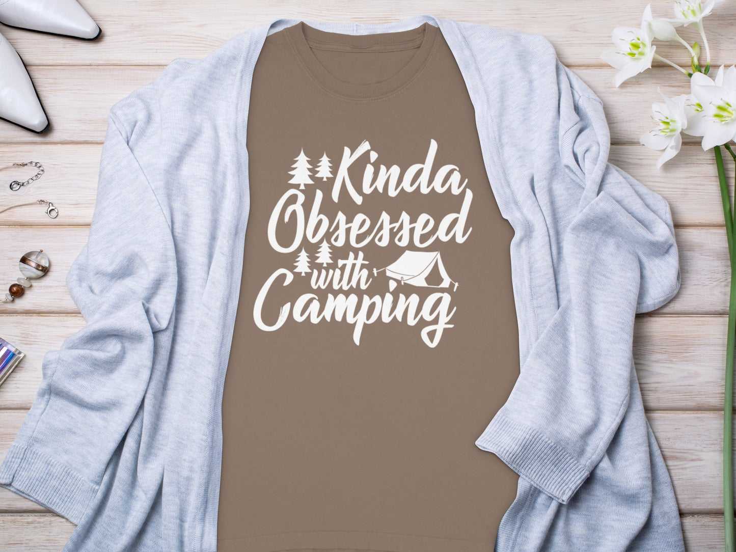 Kinda Obsessed with Camping Graphic Tee Shirt