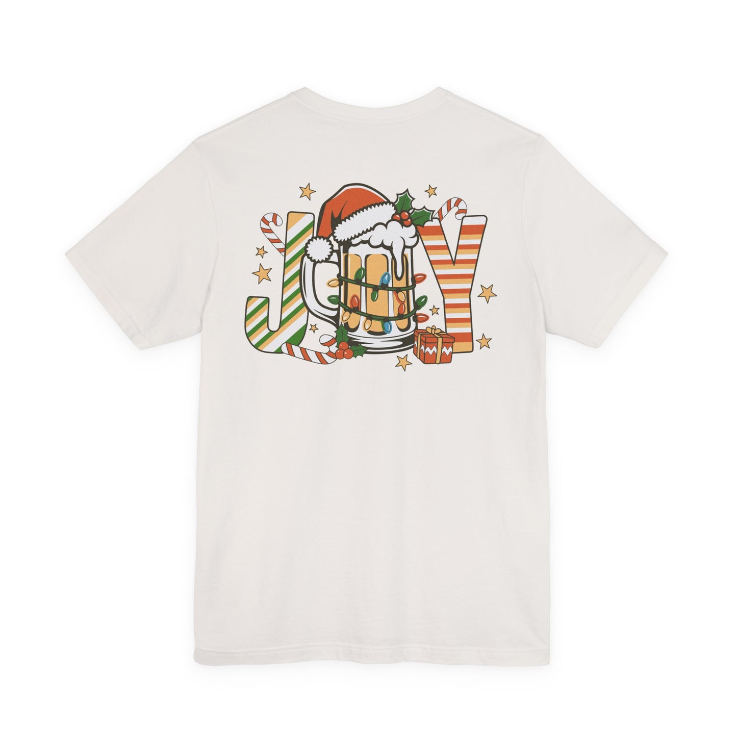 Scrappy Malone's Bar Christmas Tee — "Joy" Beer Mug Holiday Shirt