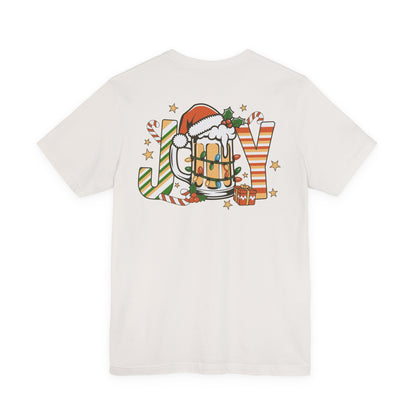 Scrappy Malone's Bar Christmas Tee — "Joy" Beer Mug Holiday Shirt