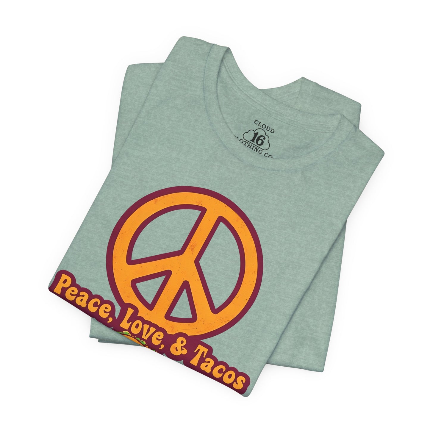 Peace Love Tacos T-Shirt - Funny Foodie Tee for Taco Lovers