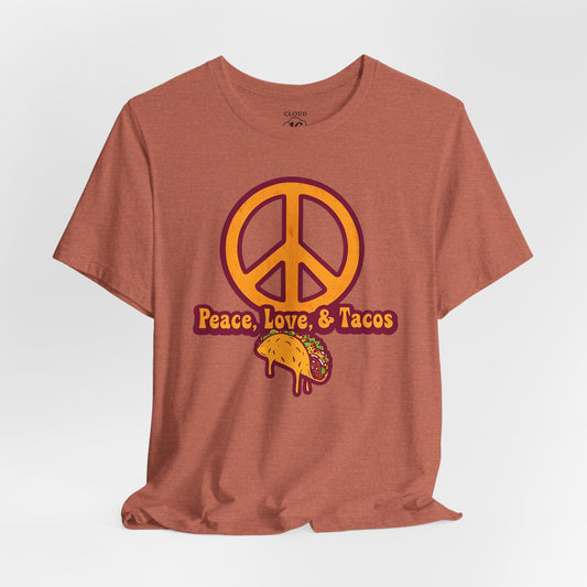 Peace Love Tacos T-Shirt - Funny Foodie Tee for Taco Lovers