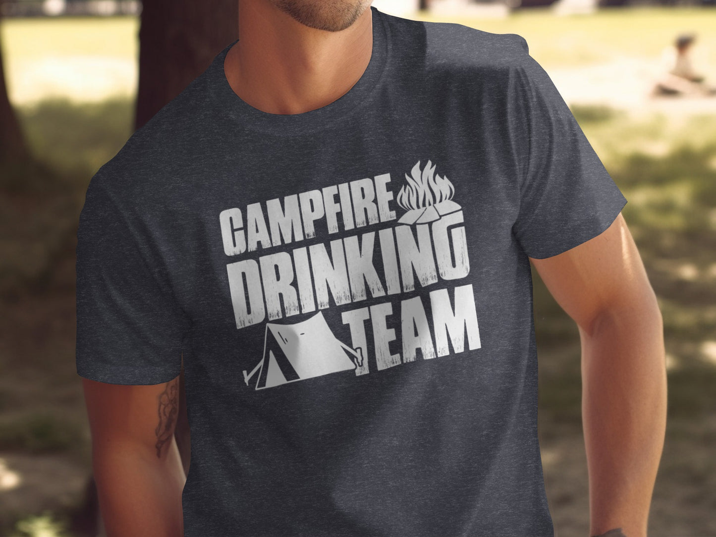 Campfire Drinking Team Tent Design Camping Adventure T-Shirt T-Shirt - Outdoor & Adventure Collection - Mile Marker 16 Gear by Cloud 16 Clothing Co.