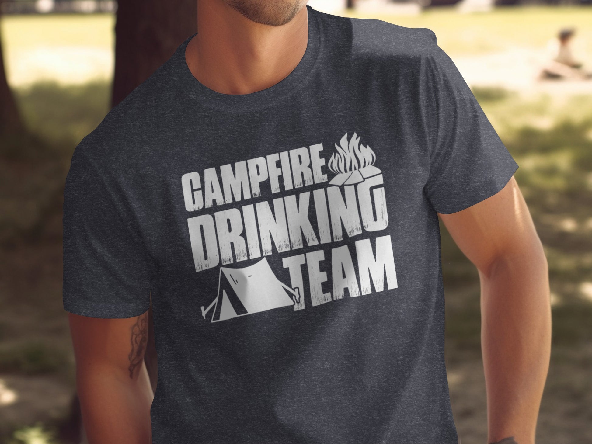 Campfire Drinking Team Tent Design Camping Adventure T-Shirt T-Shirt - Outdoor & Adventure Collection - Mile Marker 16 Gear by Cloud 16 Clothing Co.