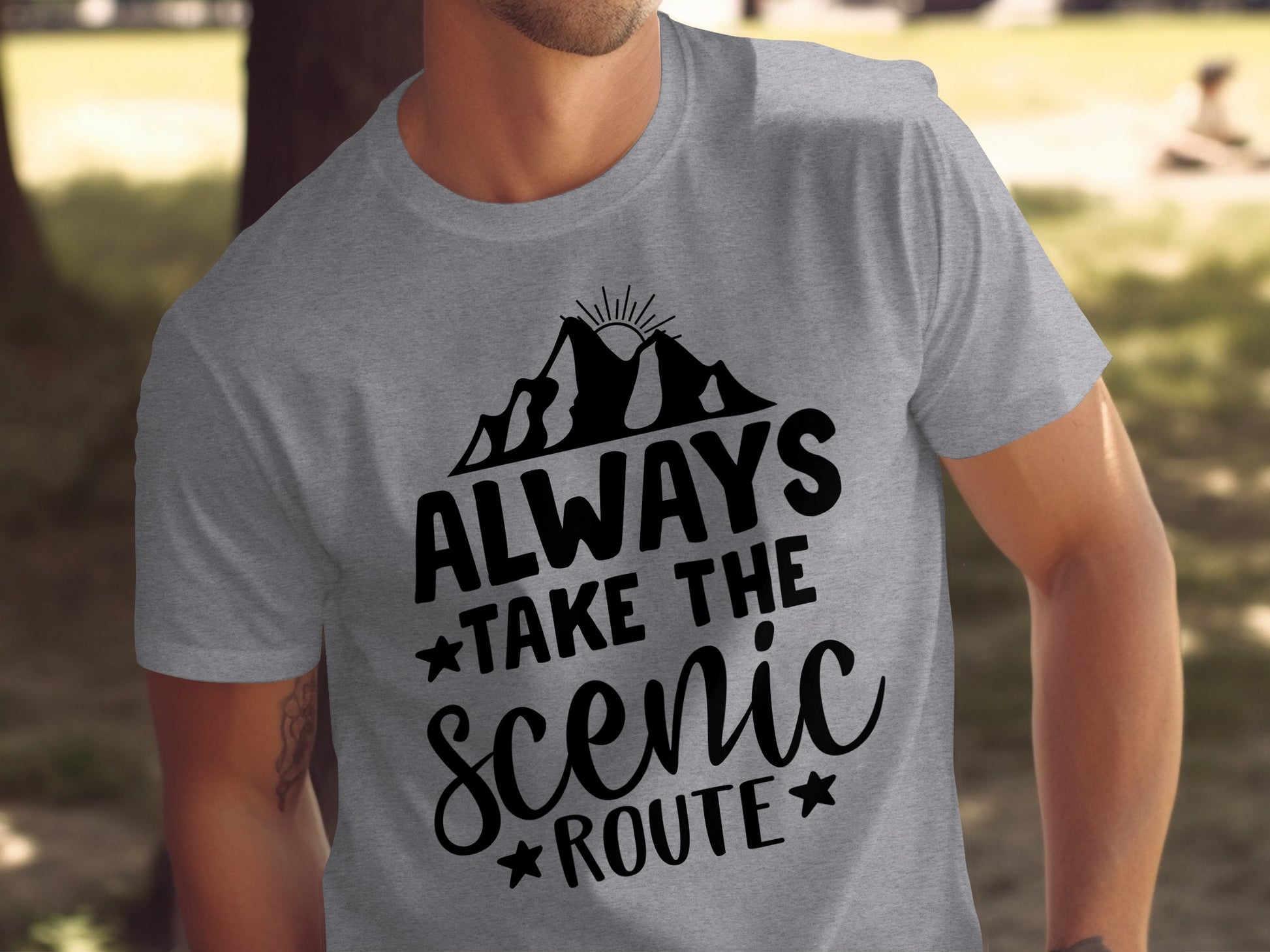Always Take The Scenic Route With Mountains T-Shirt T-Shirt - Outdoor & Adventure Collection - Mile Marker 16 Gear by Cloud 16 Clothing Co.