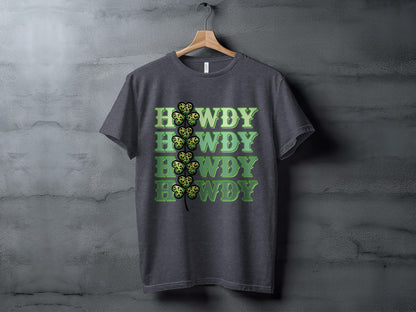 Howdy Repeated Text with Ladybug Black T-shirt