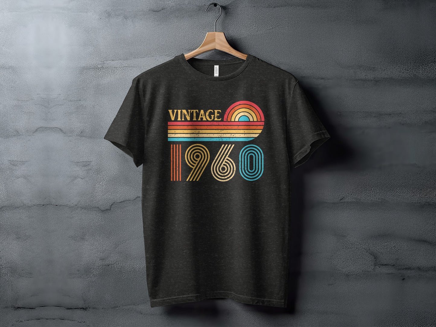 Vintage 1960 Rainbow Stripes Graphic T-Shirt