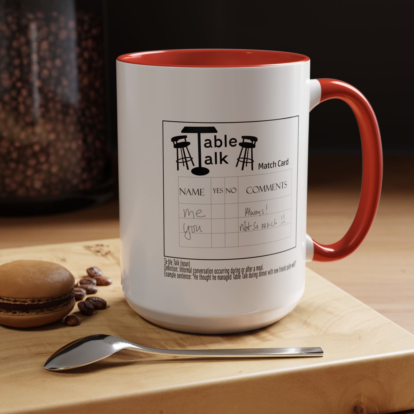 Table Talk Mug — Coffee Cup with Logo &  Match Card