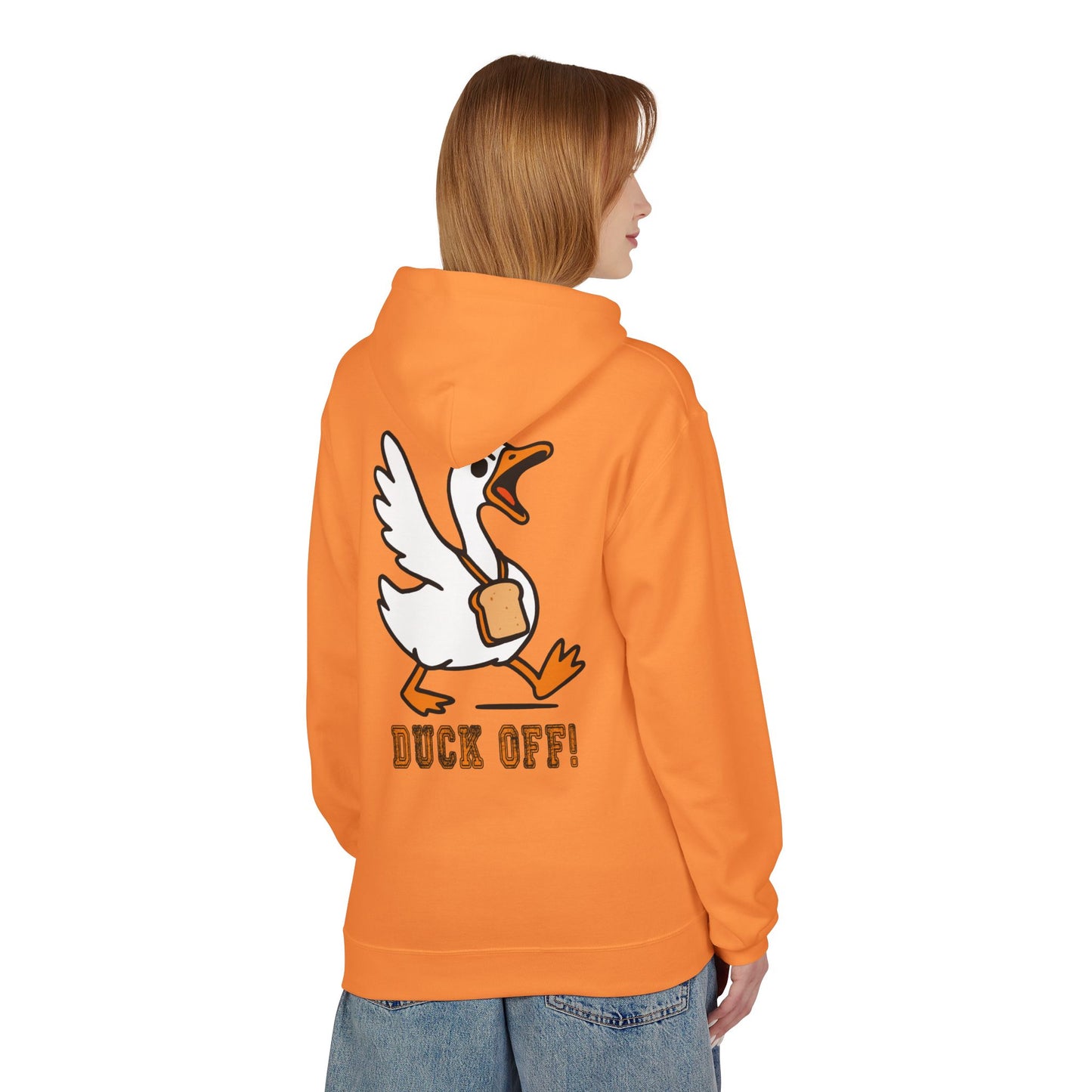 Duck Off Funny Hoodie - Unisex Fleece Pullover for Animal Lovers