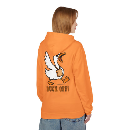 Duck Off Funny Hoodie - Unisex Fleece Pullover for Animal Lovers