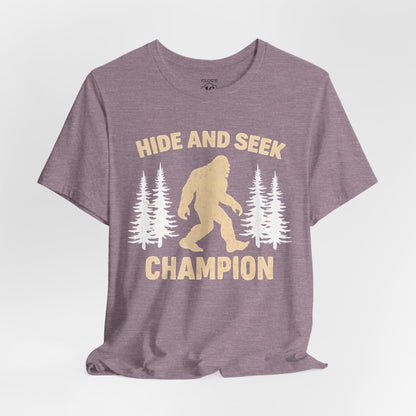 Sasquatch Hide and Seek Champion T-Shirt - Funny Outdoor Camping Tee