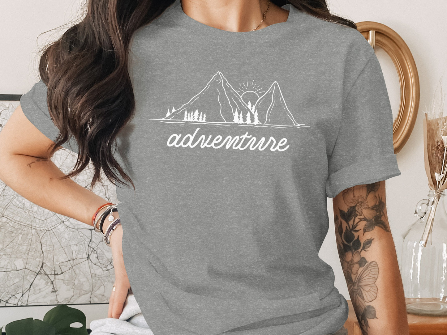 Adventure Awaits Mountains Graphic Tee Nature Lovers T-Shirt T-Shirt - Outdoor & Adventure Collection - Mile Marker 16 Gear by Cloud 16 Clothing Co.