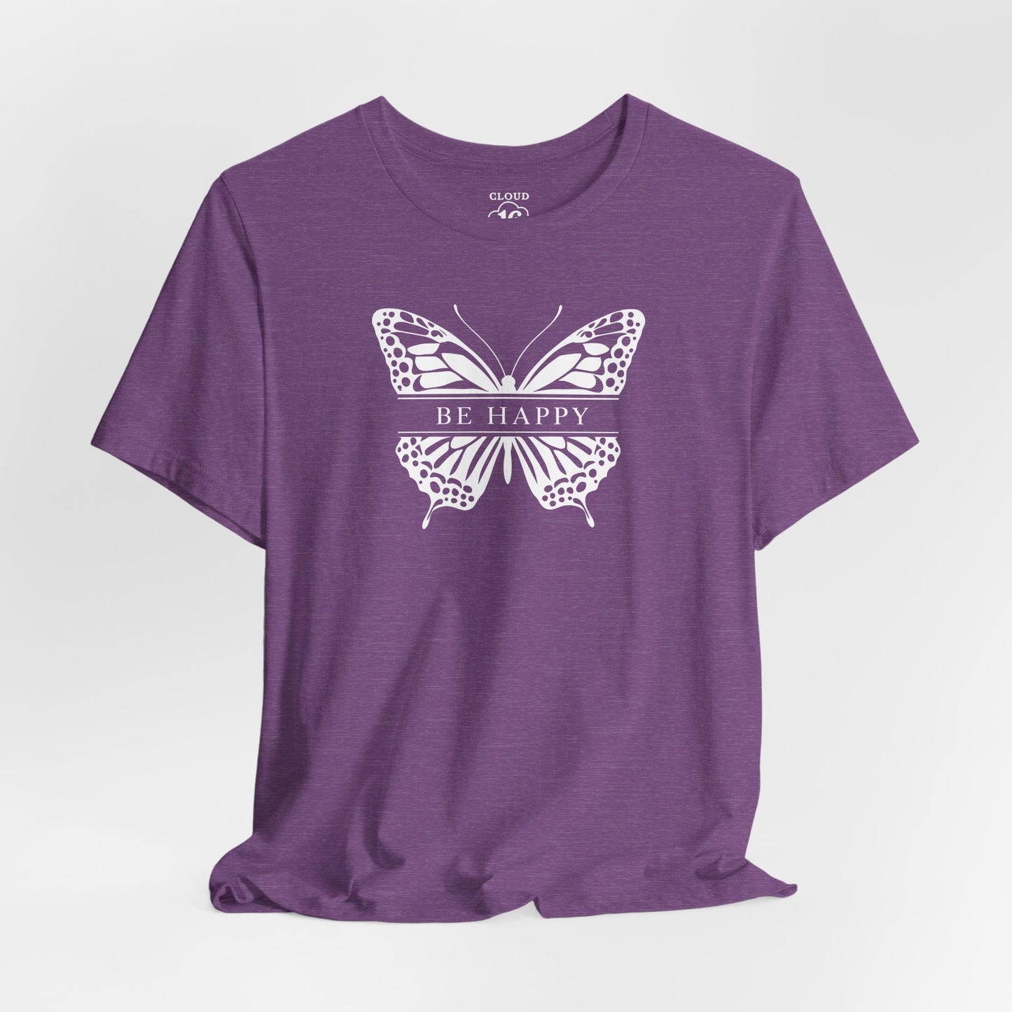 Be Happy Butterfly Tee - Womens Eco-Friendly T-Shirt | Positive Vibes Nature Lover Gift