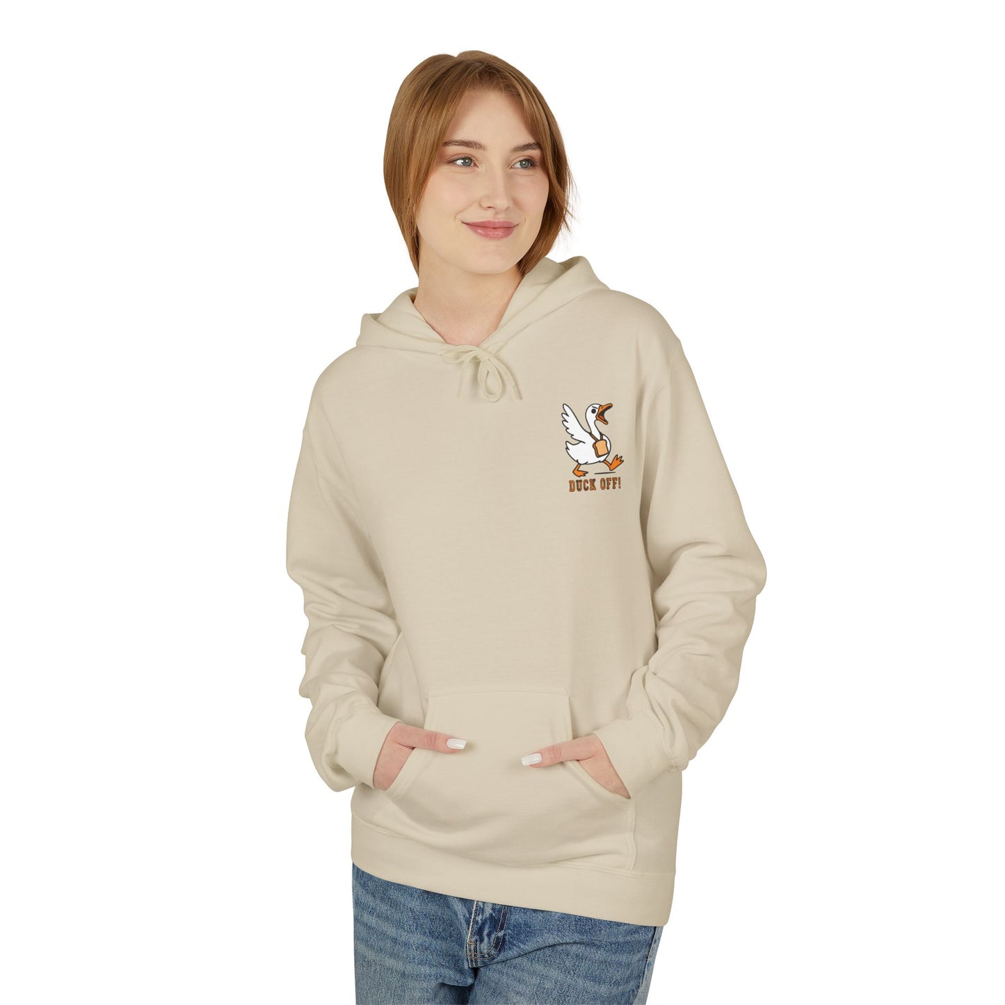 Duck Off Funny Hoodie - Unisex Fleece Pullover for Animal Lovers