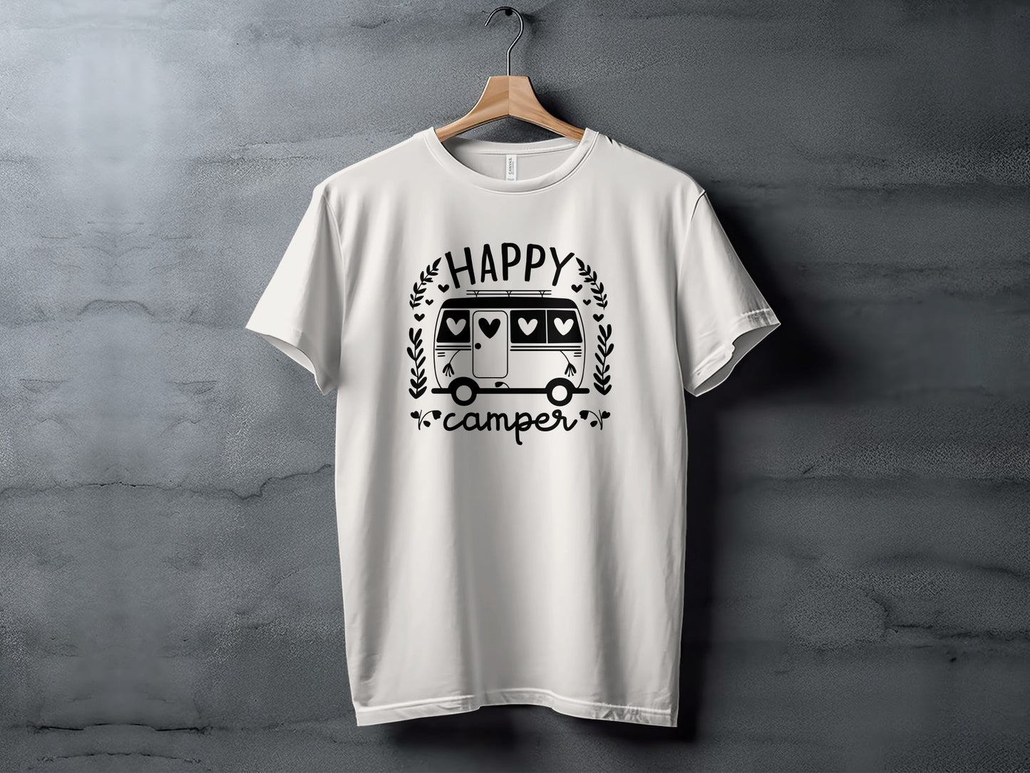 Happy Camper Campervan Love Hearts Outdoor Trip Design T-Shirt T-Shirt - Outdoor & Adventure Collection - Mile Marker 16 Gear by Cloud 16 Clothing Co.