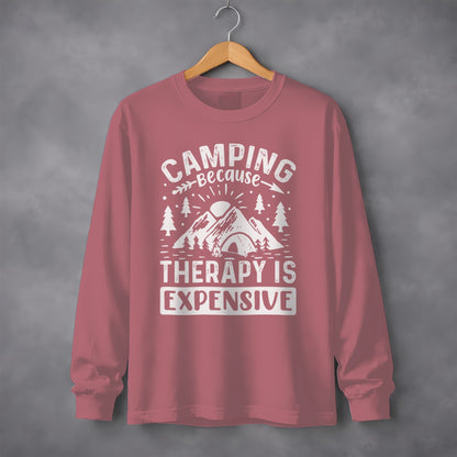 Camping Because Therapy is Expensive Outdoor Long Sleeve T-Shirt Long Sleeve Tee - Outdoor & Adventure Collection - Mile Marker 16 Gear by Cloud 16 Clothing Co.