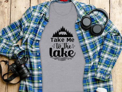Take Me To the Lake Bear and Trees Design T-Shirt T-Shirt - Outdoor & Adventure Collection - Mile Marker 16 Gear by Cloud 16 Clothing Co.