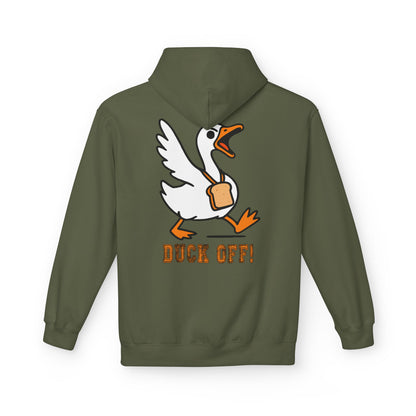 Duck Off Funny Hoodie - Unisex Fleece Pullover for Animal Lovers