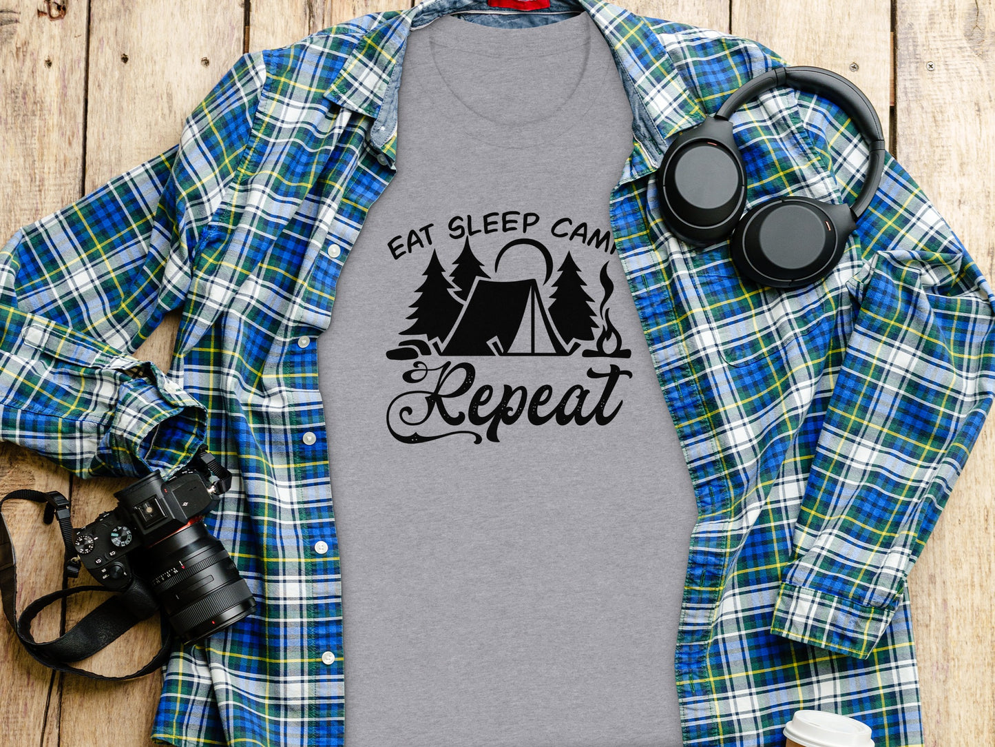 Eat Sleep Camp Repeat Adventure Graphic Camping T-Shirt T-Shirt - Outdoor & Adventure Collection - Mile Marker 16 Gear by Cloud 16 Clothing Co.