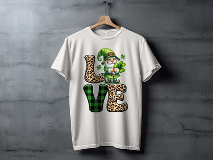 Love Shamrock Gnome Graphic Tee St. Patrick's Day Shirt