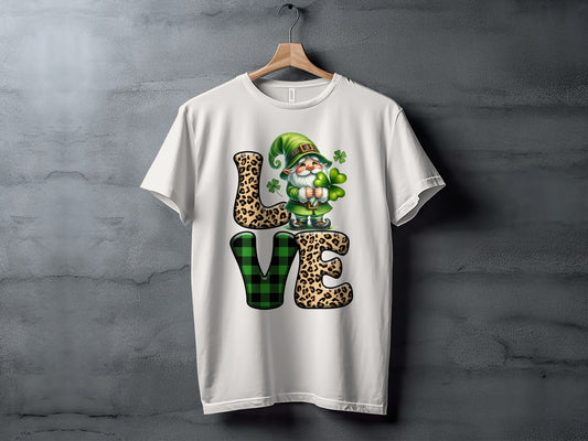 Love Shamrock Gnome Graphic Tee St. Patrick's Day Shirt