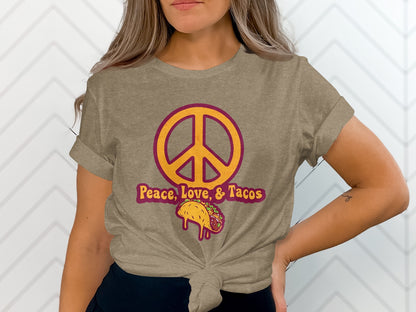 Peace Love and Tacos Graphic Tee Shirt