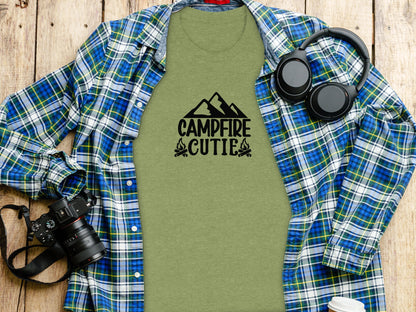 Campfire Cutie With Mountain Silhouette Graphic T-Shirt T-Shirt - Outdoor & Adventure Collection - Mile Marker 16 Gear by Cloud 16 Clothing Co.