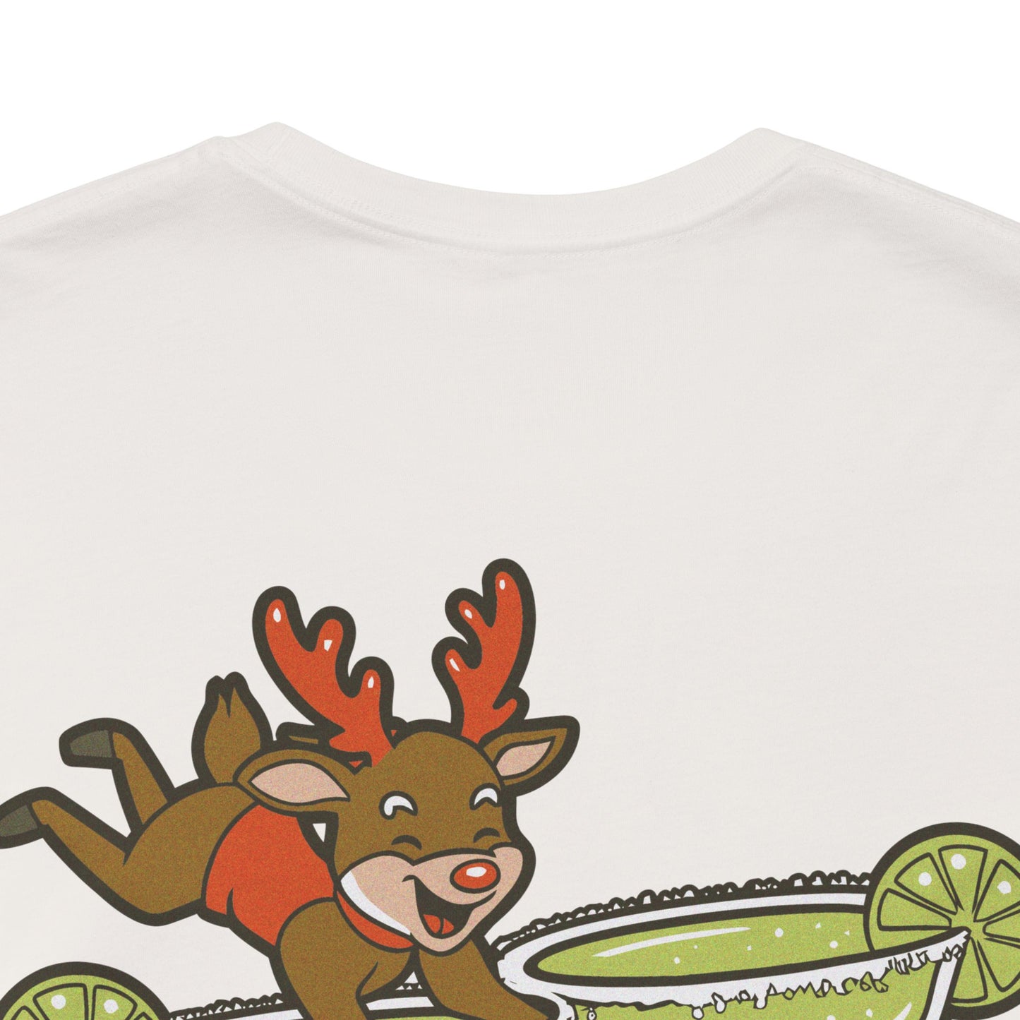 Scrappy Malone's Bar Christmas Tee — "Let's Get Lit" Santa & Rudolf Hanging from Martini Glass