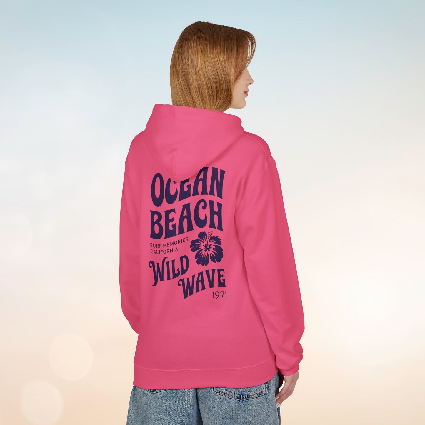 Ocean Beach Floral Hoodie - Surf-Inspired Unisex Fleece for Beach Lovers