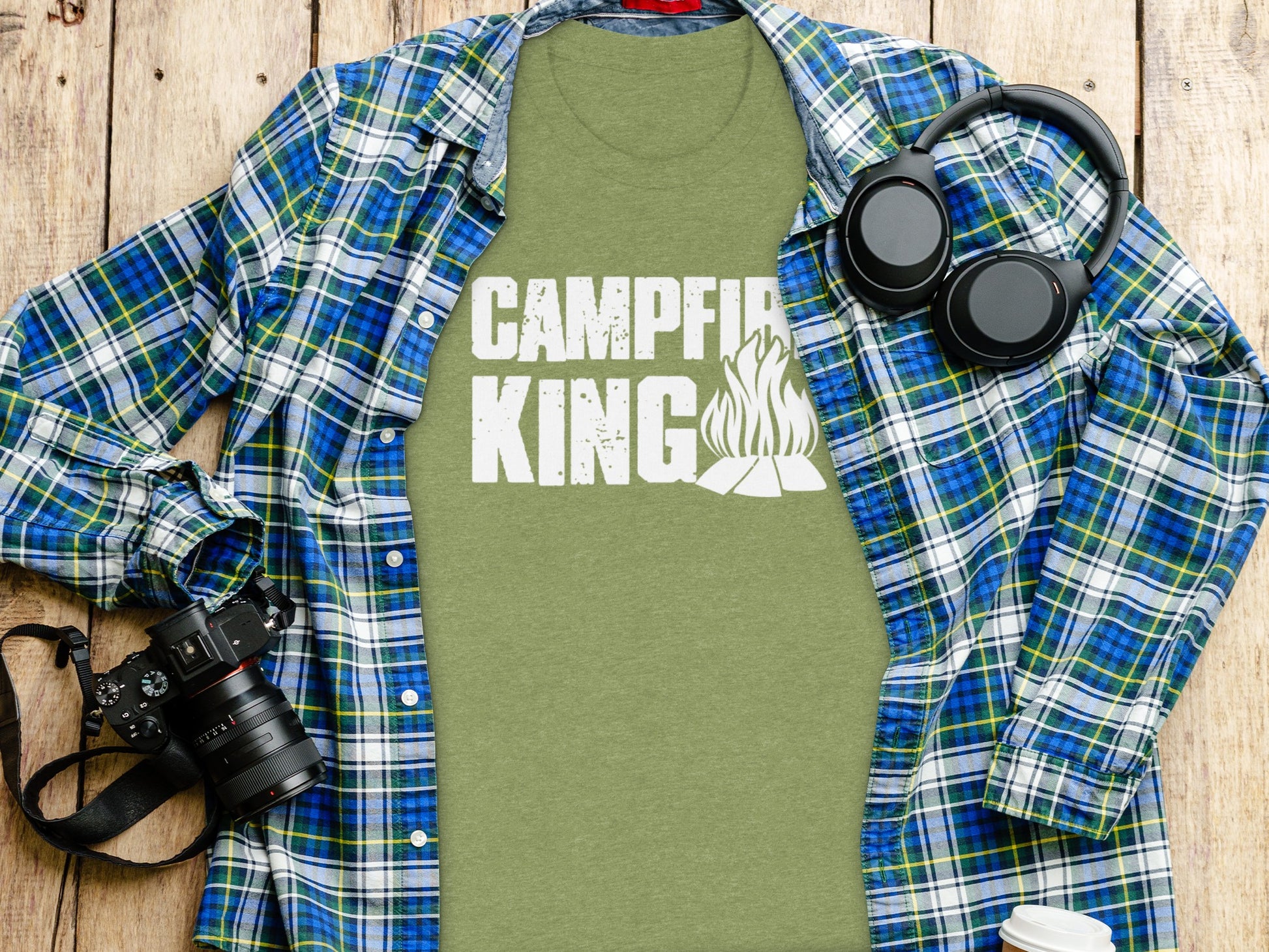 Campfire King Flames Graphic Outdoors Adventure T-Shirt T-Shirt - Outdoor & Adventure Collection - Mile Marker 16 Gear by Cloud 16 Clothing Co.