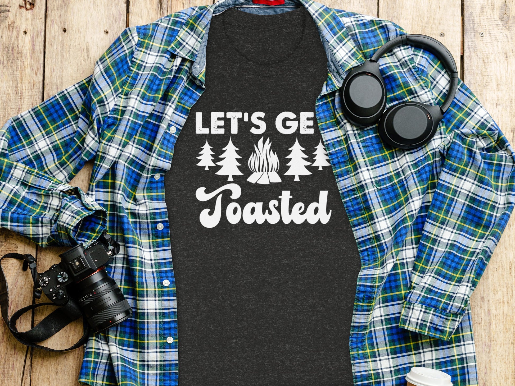 Lets Get Toasted Outdoors Bonfire Forest Fun T-Shirt T-Shirt - Outdoor & Adventure Collection - Mile Marker 16 Gear by Cloud 16 Clothing Co.