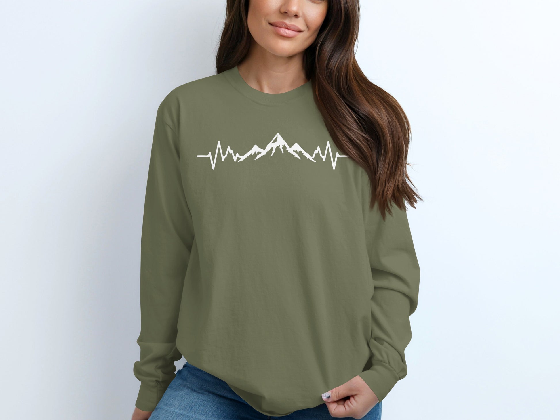 Mountain Heartbeat Graphic Long Sleeve Shirt
