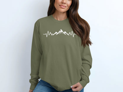 Mountain Heartbeat Graphic Long Sleeve Shirt