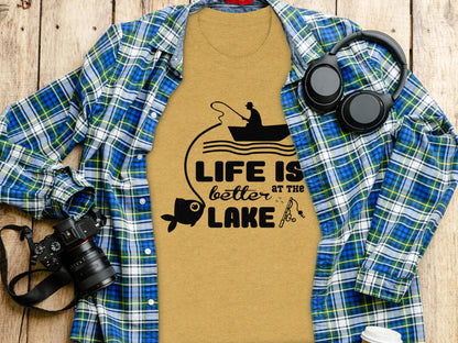 Life Is Better At The Lake Fishing Adventure Graphic T-Shirt T-Shirt - Outdoor & Adventure Collection - Mile Marker 16 Gear by Cloud 16 Clothing Co.