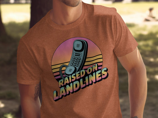 Raised On Landlines Retro Phone Graphic T-Shirt