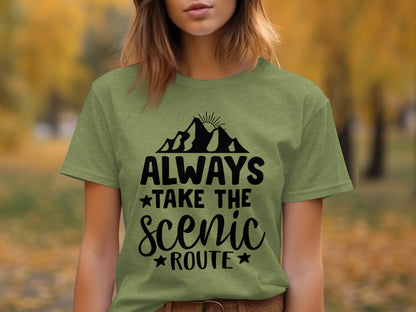 Always Take The Scenic Route With Mountains T-Shirt T-Shirt - Outdoor & Adventure Collection - Mile Marker 16 Gear by Cloud 16 Clothing Co.