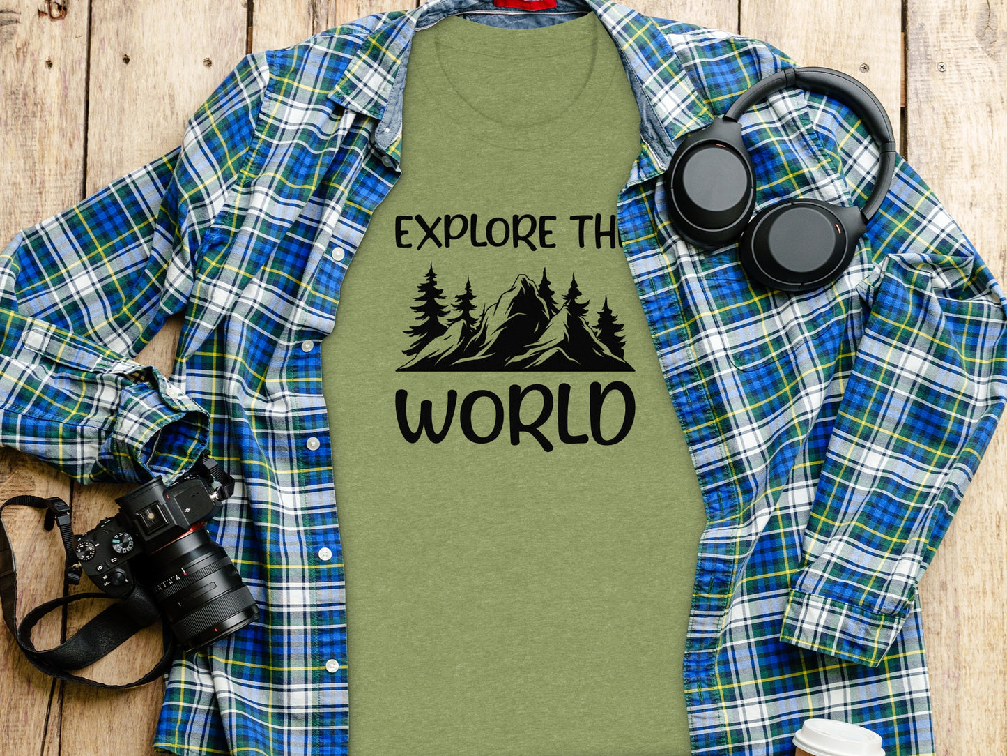 Explore The World Mountain Silhouette Hiking Adventure T-Shirt T-Shirt - Outdoor & Adventure Collection - Mile Marker 16 Gear by Cloud 16 Clothing Co.