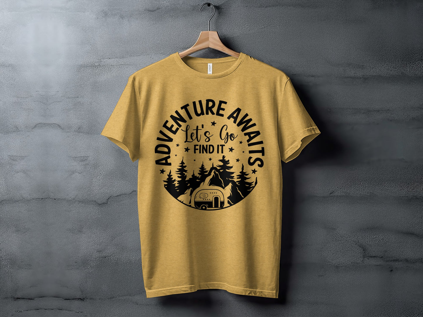 Adventure Awaits Let's Go Find It Silhouette Camper T-Shirt T-Shirt - Outdoor & Adventure Collection - Mile Marker 16 Gear by Cloud 16 Clothing Co.