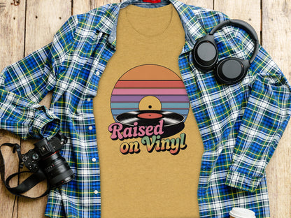 Raised on Vinyl Colorful Retro Style T-Shirt