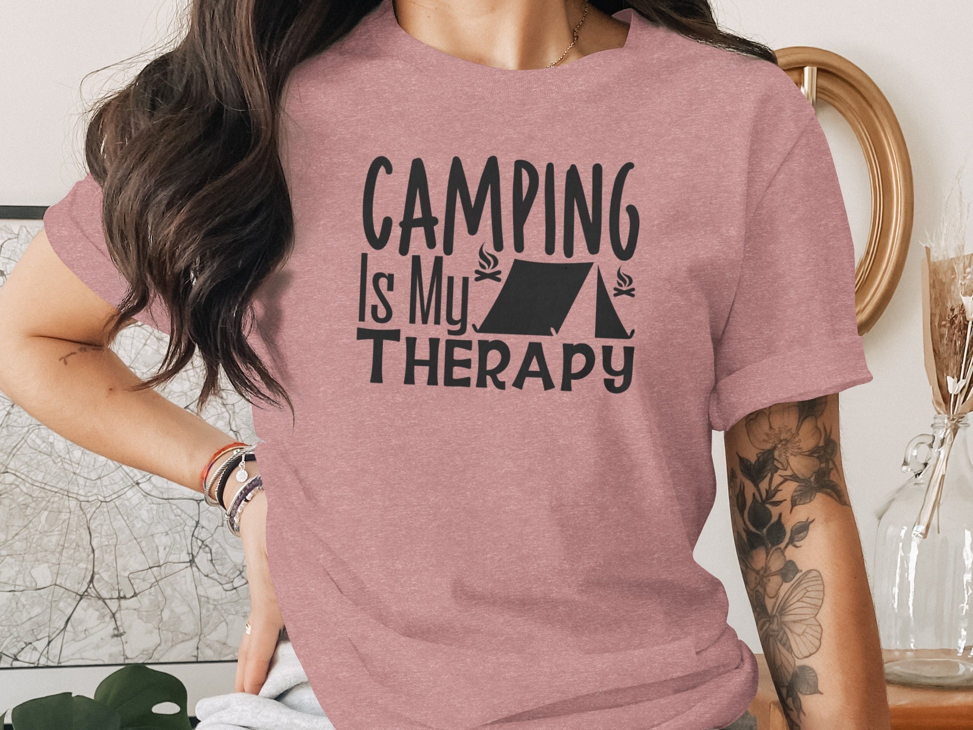 Camping Is My Therapy Tent Campfire Graphic T-Shirt T-Shirt - Outdoor & Adventure Collection - Mile Marker 16 Gear by Cloud 16 Clothing Co.