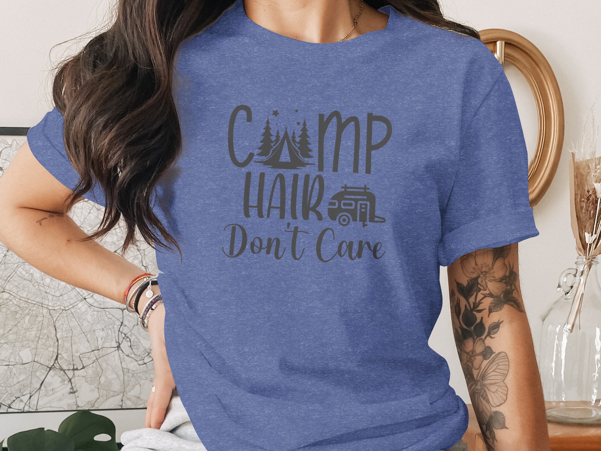 Camp Hair Dont Care Camping Summer Vacation T-Shirt T-Shirt - Outdoor & Adventure Collection - Mile Marker 16 Gear by Cloud 16 Clothing Co.