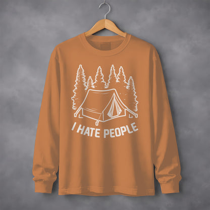 I Hate People Camping Tent and Trees Graphic Shirt