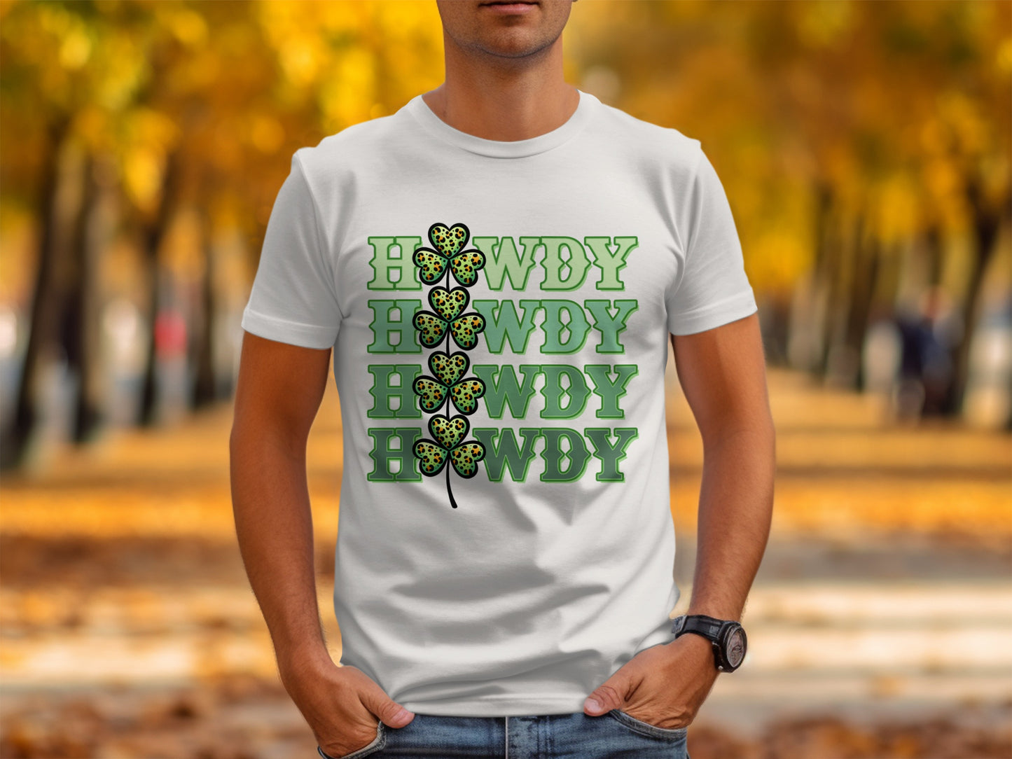 HOWDY Text with Clover Leaf Design T-Shirt