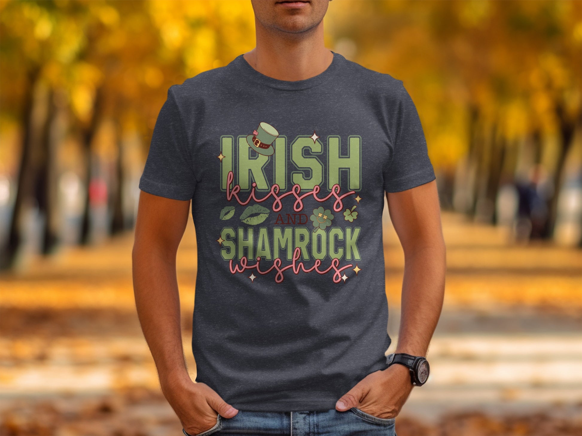 Irish Kisses and Shamrock Wishes Graphic Shirt
