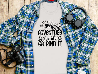 Adventure Awaits Go Find It Outdoorsy Graphic T-Shirt T-Shirt - Outdoor & Adventure Collection - Mile Marker 16 Gear by Cloud 16 Clothing Co.