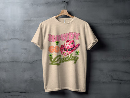 Howdy Go Lucky Shamrock Cowboy Hat T-shirt Product